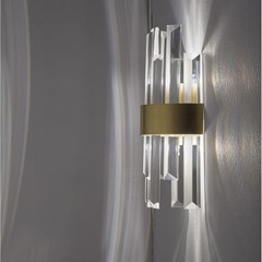 Wall Lamp Crown Satin Gold with Metal Clear Crystal
