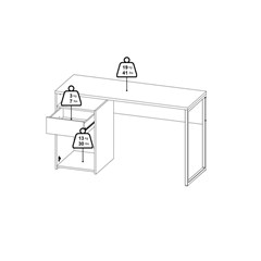 Function Plus Desk with 1 door 1 drawer
