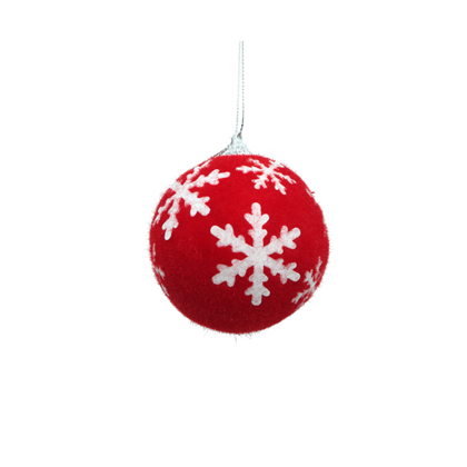 Christmas Ball Red Snowflake 6pcs box 8cm