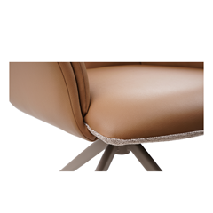 Swivel Dining Chair – Brown Leather & Beige