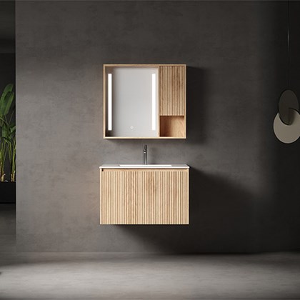 Bathroom Vanity Unit Walnut with Rectangular Basin