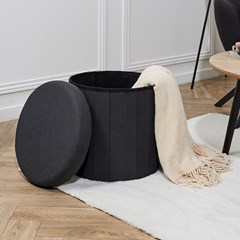 Foot Stool Foldable Black Box Pouf