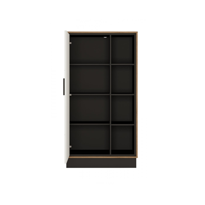 1D Bookcase/Wardrobe – Cat Oak/Black Panel/White