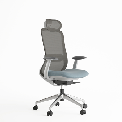 Office Chair with Adjustable Headrest - Light Blue