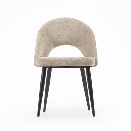 Beige Chair With Black Finish Steel Legs