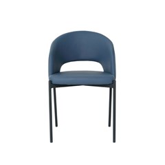 Dining Chair Blue PU with Black Legs