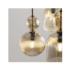 Sophia Cognac Hanging Lamp – Amber & Black/Gold
