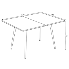 Dining Table Ext 90- 120 x60x75cm