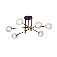 Pendant Lamp Iron Glass Black & Gold