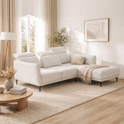 Sofa 3-Seater  + Chaise Longue Right – Light Stone Grey