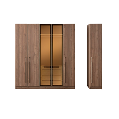 6 Door Wardrobe – Walnut & Travertene