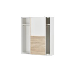 Sliding Door Wardrobe Cabinet - White & Oak