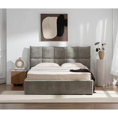 Bedroom Set 160x200- Dark Walnut, Black & Light Grey