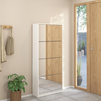 Shoes Shoe cabinet with 4 mirror tilting doors and 2 layers