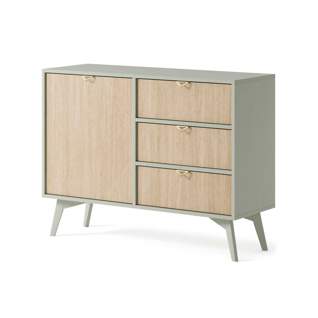 Sideboard 3 Drawers 1 Door – Herringbone Scandi & Eucalyptus