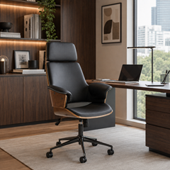 Office Chair Eco Leather Walnut Black