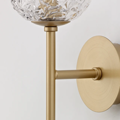 Wall Lamp Clear Structured Glass with  Brass