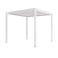Aluminum Pergola 3x3 with Sling Curtain - White