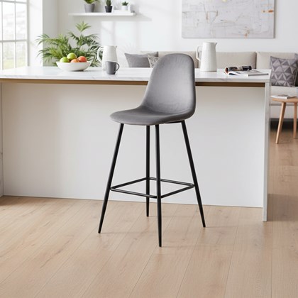 Bar Stool Dark Grey Velvet
