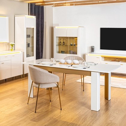 Extendable Dining Table - White & Gold