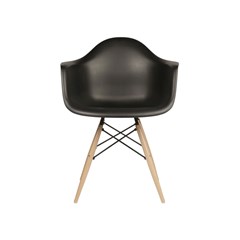 Arm Chair with Wooden Legs & Metal Frame – Black