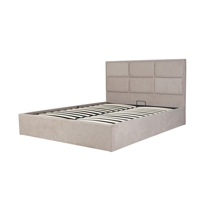 Upholstered Bed with Gas Lift 160 - Warm Grey