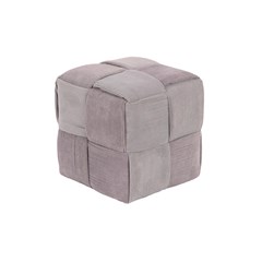 Ottoman Pouf Braided Corduroy Light Grey