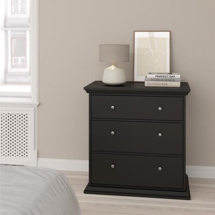 North Chest with 3 Drawers Black