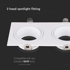 GU10 2 Head Spotlight Fitting Iron PC White
