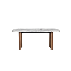 Dining Table 179.5x89.5x75 cm - Ceramic Marble Top with Walnut Base
