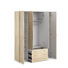 Space Wardrobe with 4 doors & 3 drawers Oak