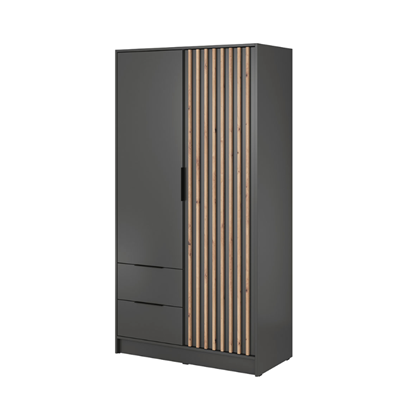 Wardrobe 2 Doors 2 Drawers – Oak & Graphite