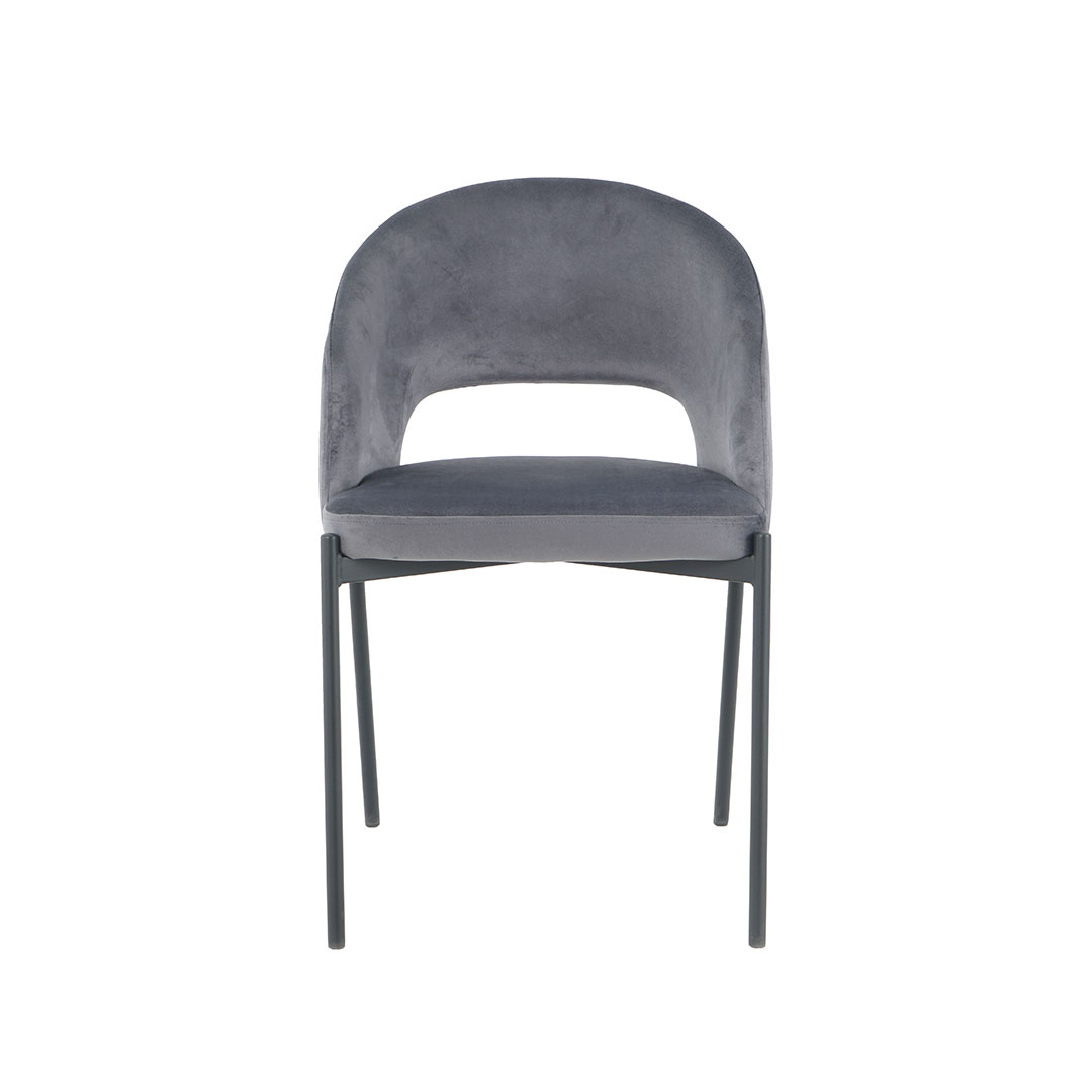 Dining Chair Velvet Dark Grey Black Tube