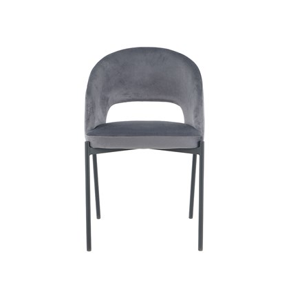 Dining Chair Velvet Dark Grey Black Tube