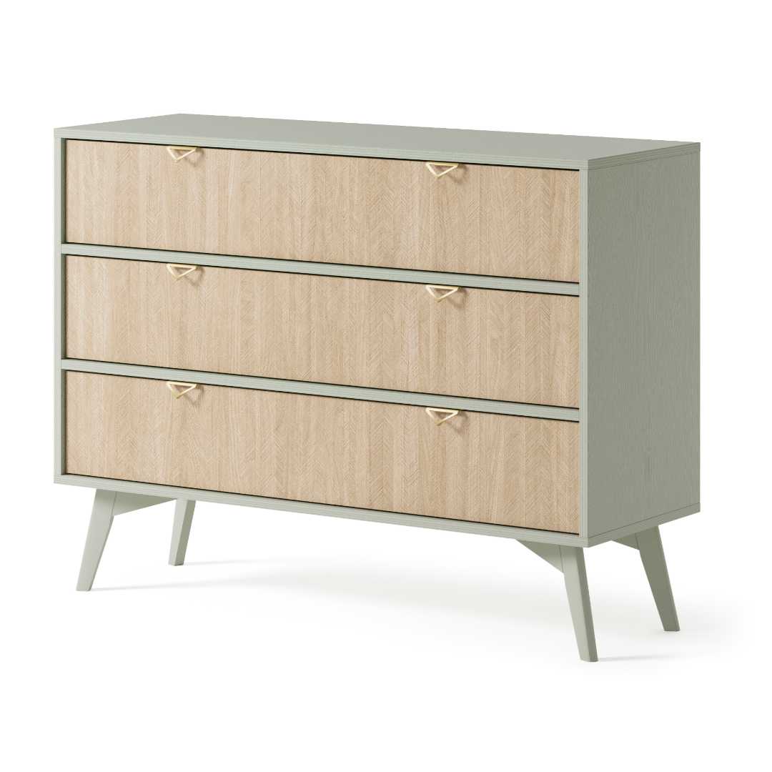 Sideboard 3 Drawers - Herringbone Scandi & Eucalyptus