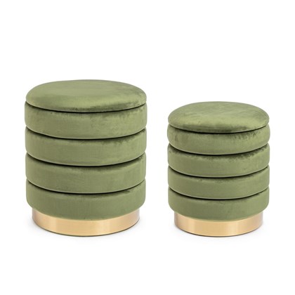 Darina Olive Set of 2 Pouf With Container