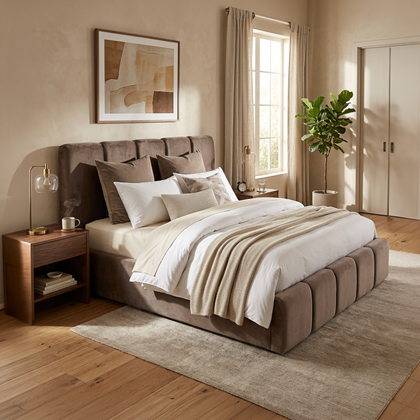 Upholstery Bed with Gas Lift 160x200 – Brown