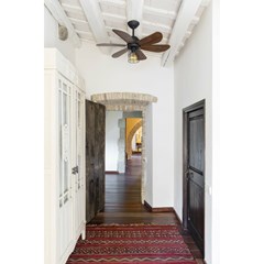 Ceiling Fan with Light S - Black & Walnut