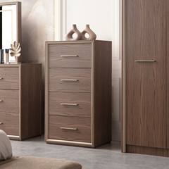 Wood Bedroom Set 160x200cm - Walnut & Bronze