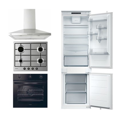 Set of Gas hob, Electric Oven 65L, Wall Mounted Cooker Hood with Fridge