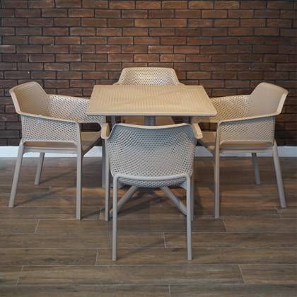 Hera Table & 4 Ares Chairs - Cappuccino Set