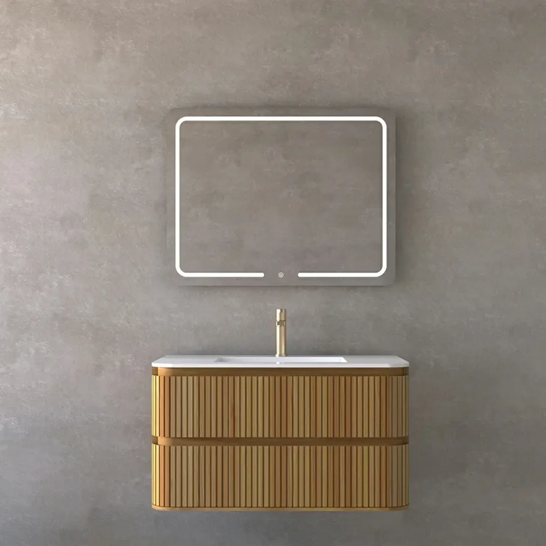 Bathroom Vanity Cabinet, Sintered Stone & Mirror