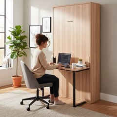 Single Wall Bed with Desk 90x190 cm