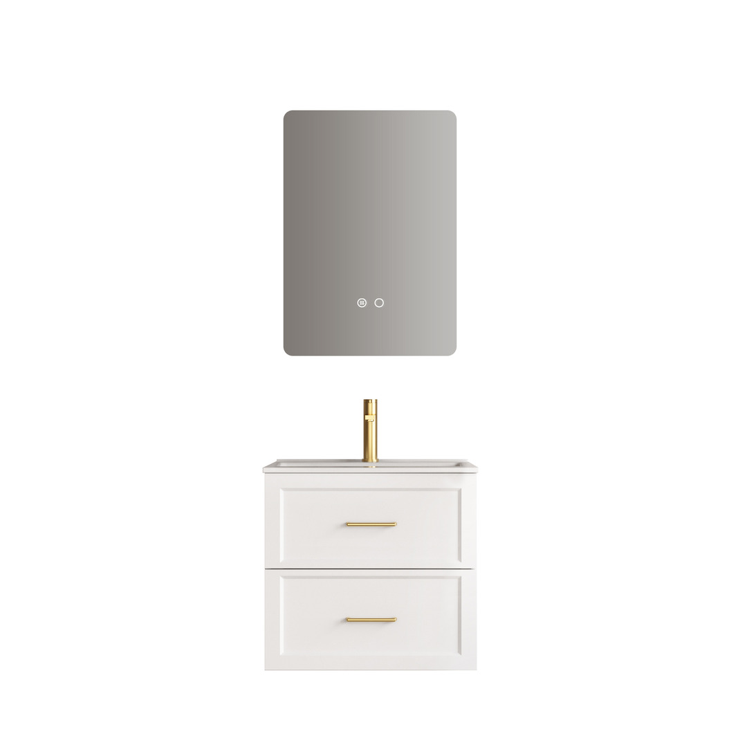 Bathroom Vanity Unit Matt White - Integrated Ceramic Basin