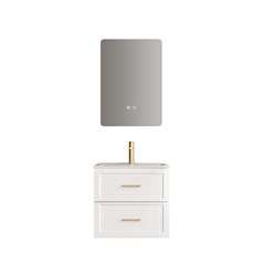 Bathroom Vanity Unit Matt White - Integrated Ceramic Basin
