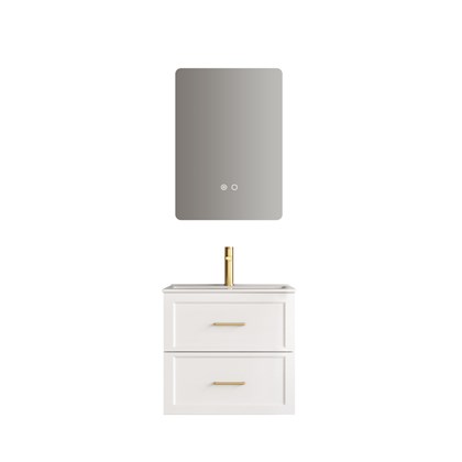 Bathroom Vanity Unit Matt White - Integrated Ceramic Basin