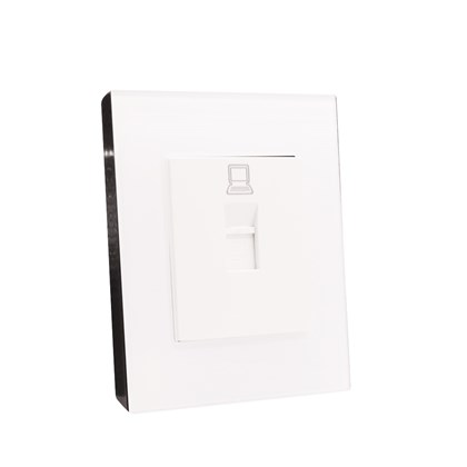 1 Gang PC Outlet White Temp Glass