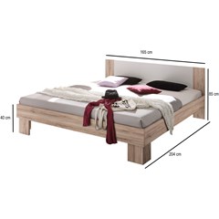 Bed 160x200 - Light Oak & White