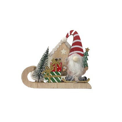 Decoration Gnome Red 14xw2xh12.5cm