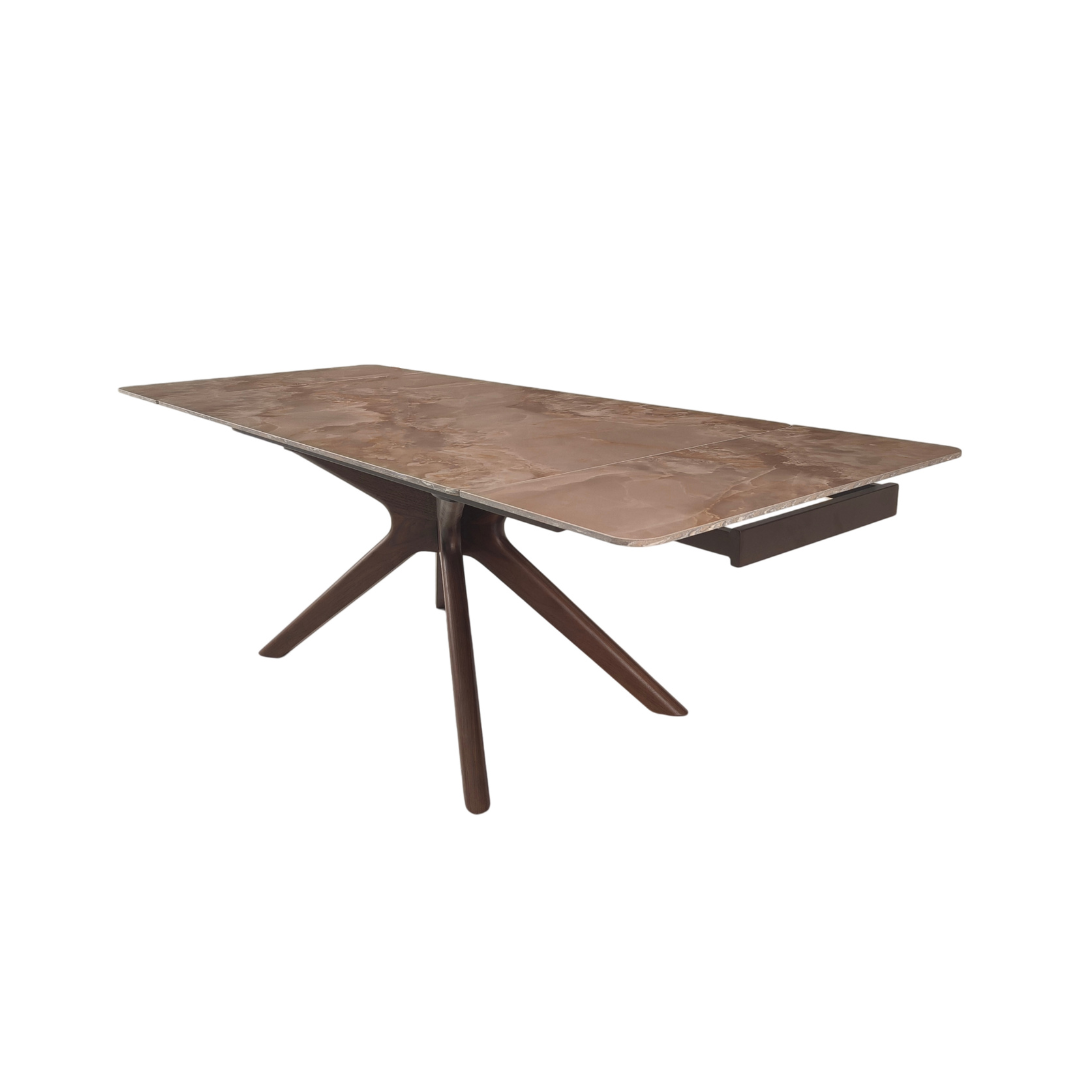 Extension Table 160(+40+40)x90x76 – Gloss Amber Jade/Brown/Dark Brown ...